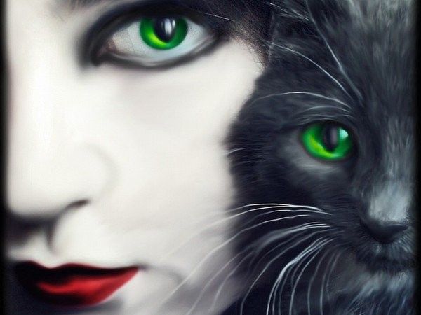 femme et chat